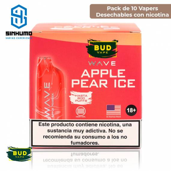 [Pack 10 und] Wave 800 Bud Vape Apple Pear Ice 20mg