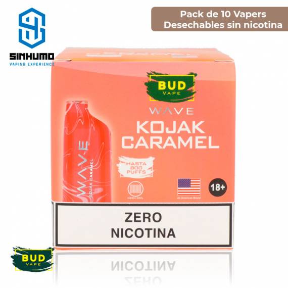 [Pack 10 und ZERO] Wave 800 Bud Vape Kojak Caramel 0mg