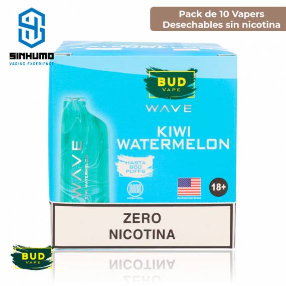 [Pack 10 und ZERO] Wave 800 Bud Vape Kiwi Watermelon 0mg