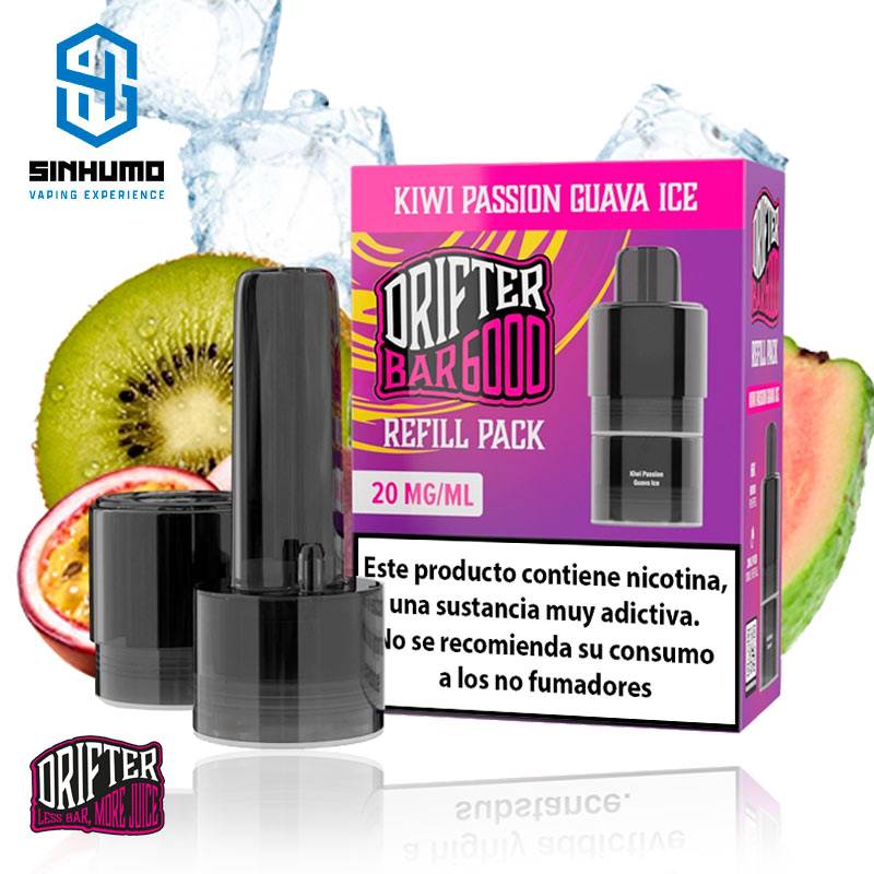 Refill Pack Bar 6000 Kiwi Passion Guava Ice by Drifter